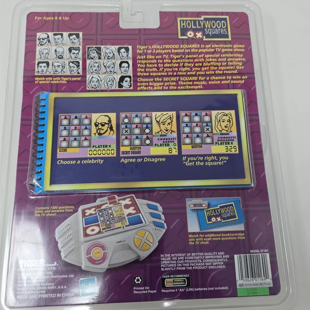 Tiger Electronics Hollywood Squares Handheld Game 1999 Vintage New Sealed 07-551